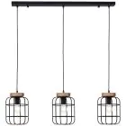 Brilliant Gwen Hanglamp Metaal Hout Zwart | Geschikt voor 3x E27